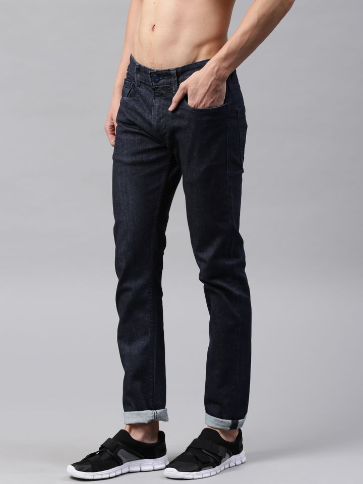 HRX by Hrithik Roshan Men Navy Blue Skinny Fit Mid Rise Clean Look Stretchable Jeans