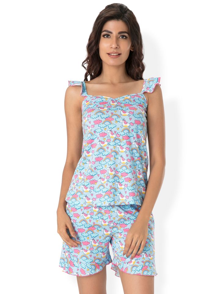 Buy PrettySecrets Blue Pink Printed Night Suit NW0011 Night