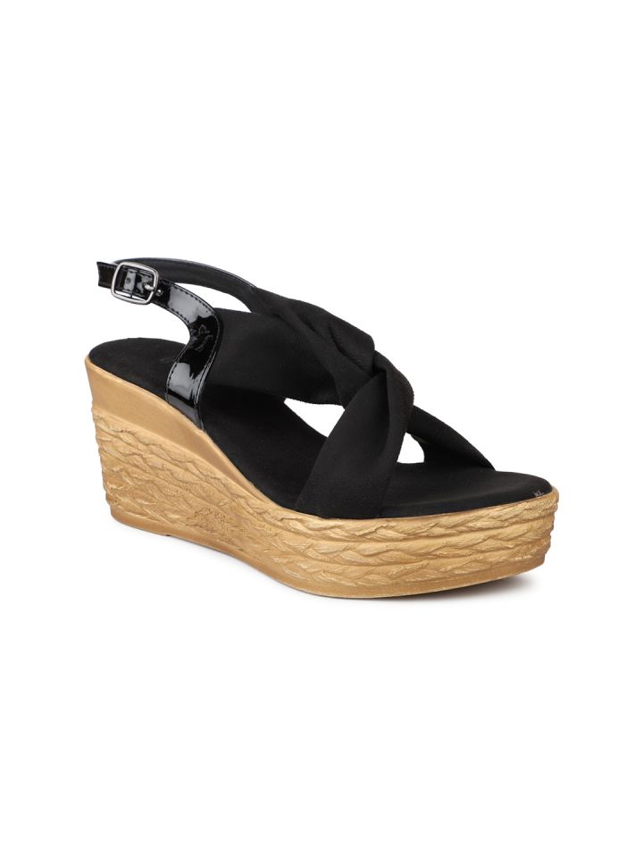 Black suede wedges sales