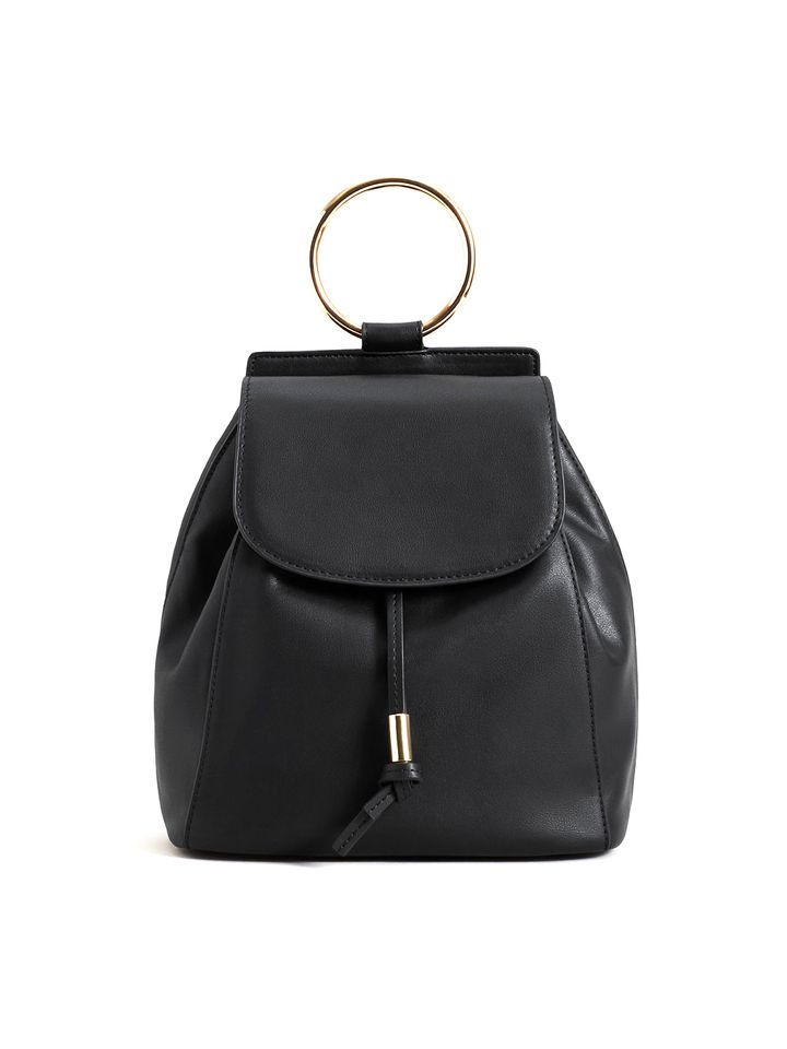 mango women black solid backpack