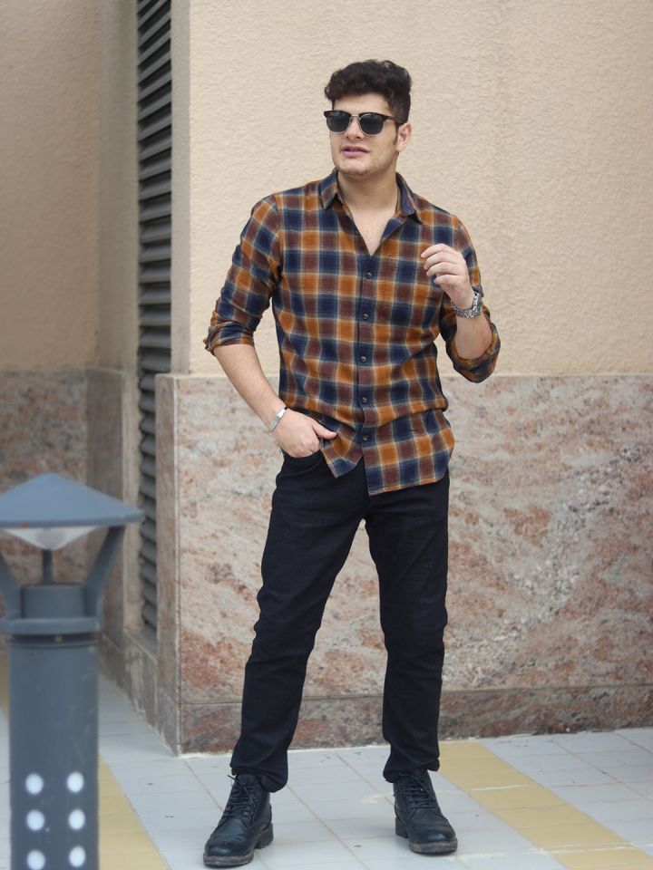 Mens smart checked discount shirts