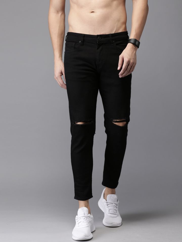 Buy HERE&NOW Men Black Length Slim Tapered Fit Mid Rise Stretchable Jeans - Jeans for Men 2002222 | Myntra