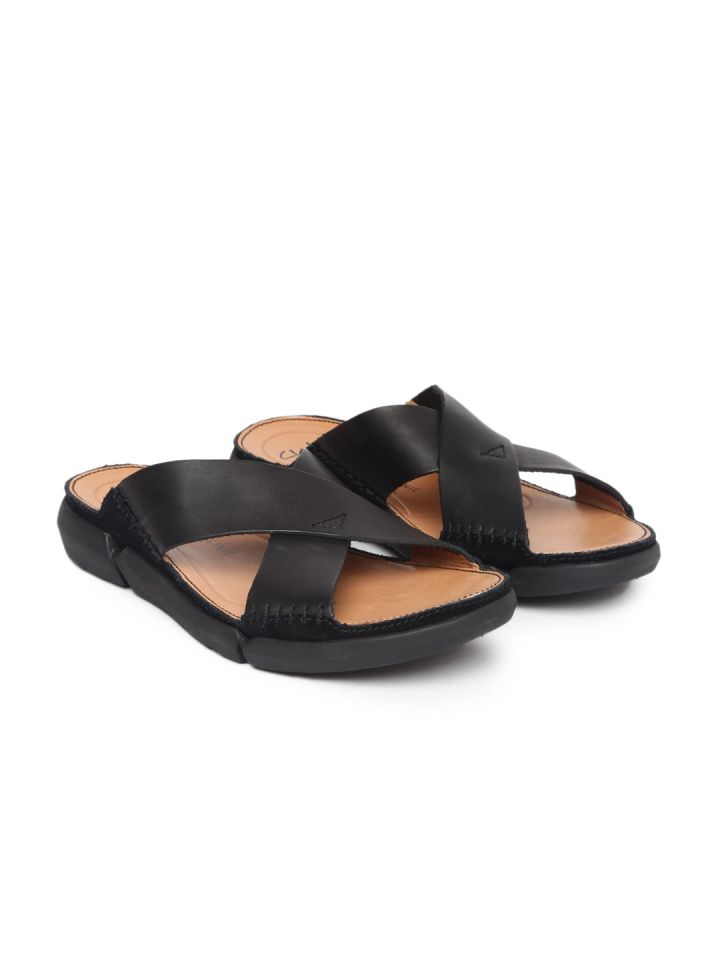 Buy Clarks Men Black Trisand Cross Leather Sandals - Sandals for Men | Myntra
