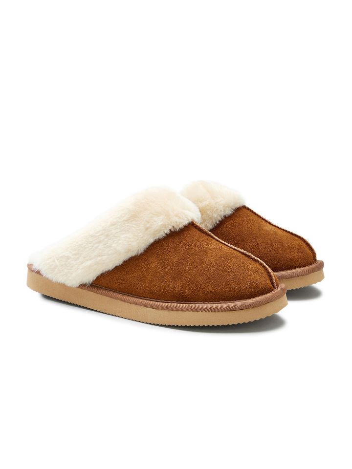 NEXT Women Brown Suede Mule Slippers
