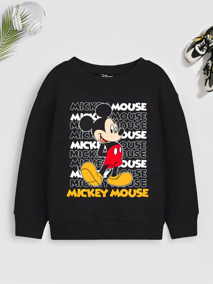 Buy Boys Black Mickey Mouse Printed Sweatshirt Sweatshirts for