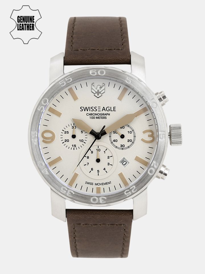 Buy Swiss Eagle Men Off White Chronograph Watch SE 9102 02