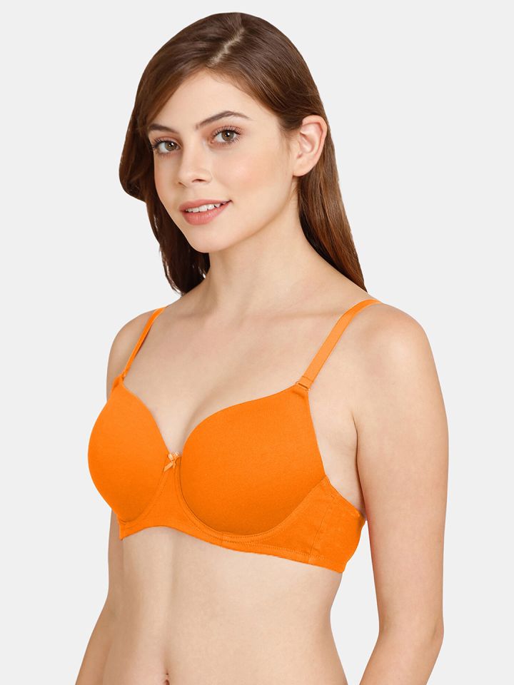 Buy Rosaline By Zivame Women Orange Bra Underwired Lightly Padded