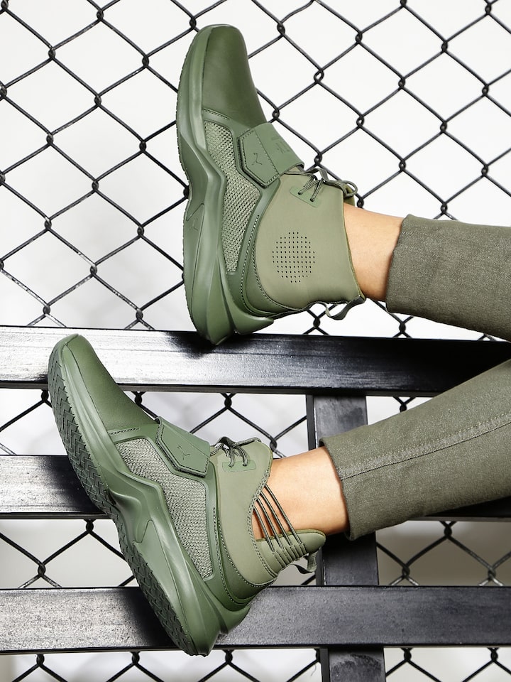 Puma Women Olive Green Solid Leather 