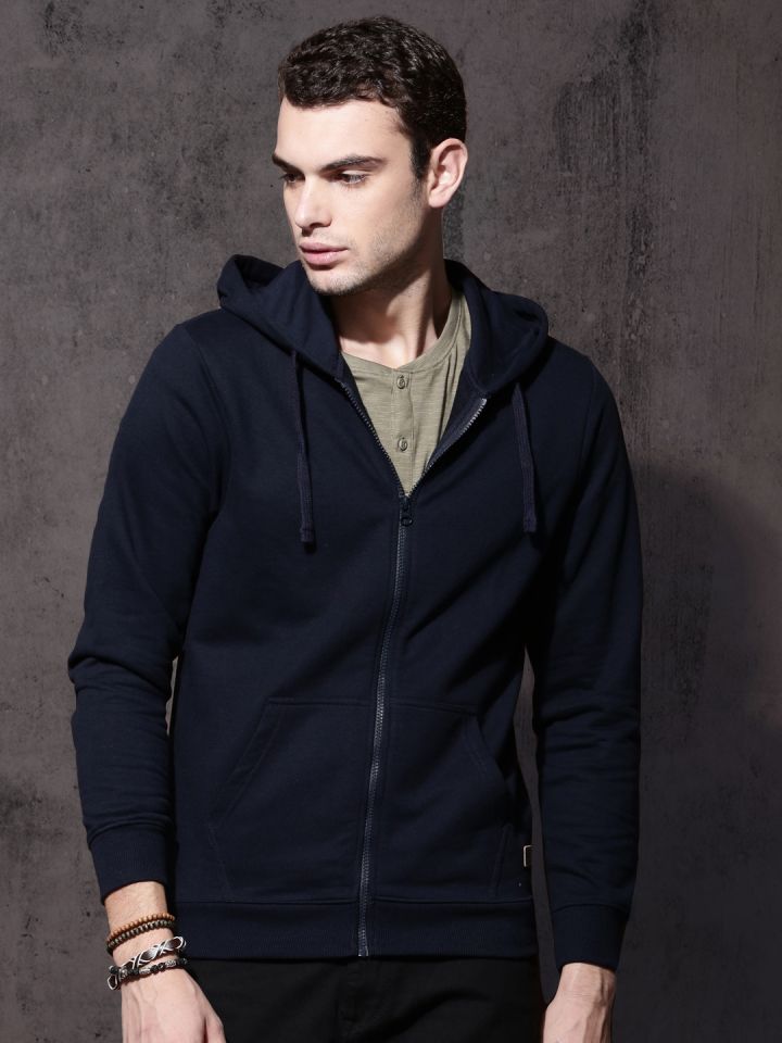 Buy Roadster Men Navy Blue Solid Hooded Sweatshirt - Sweatshirts for Men  2006792 | Myntra