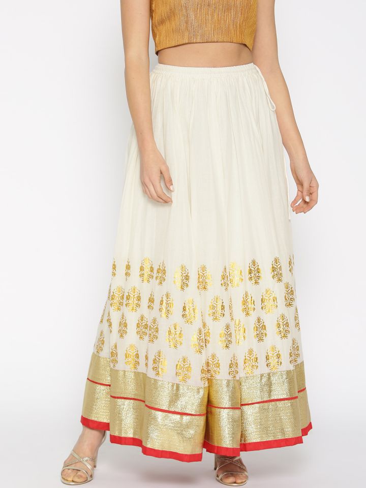 Off white top ethnic skirt