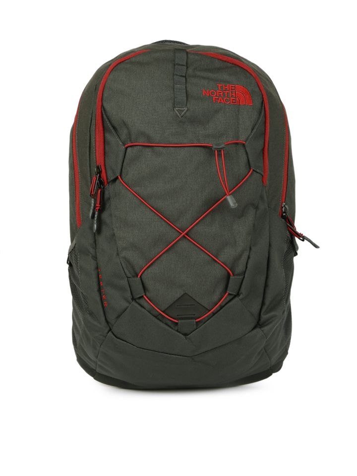 North face backpack top grey and red