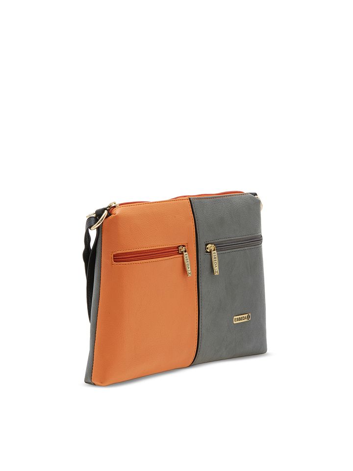 Buy ESBEDA Orange Grey Colourblocked Sling Bag Handbags for