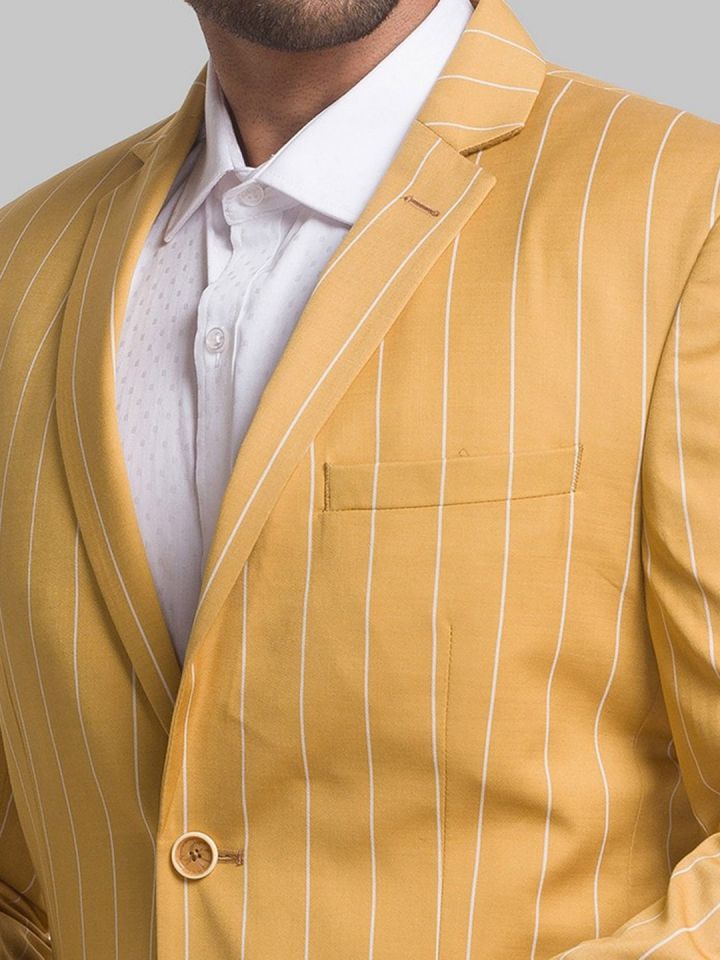 Yellow cheap striped blazer