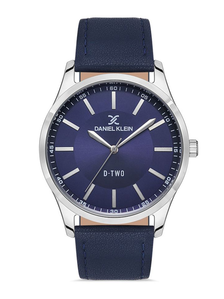 Buy Daniel Klein D Two Men Blue Dial Blue Leather Straps