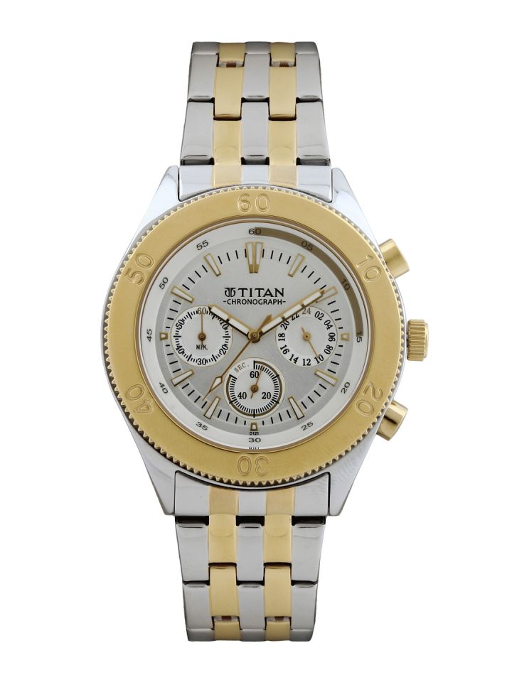 Titan Men Silver Toned Chronograph Dial Watch NJ9324BM01A