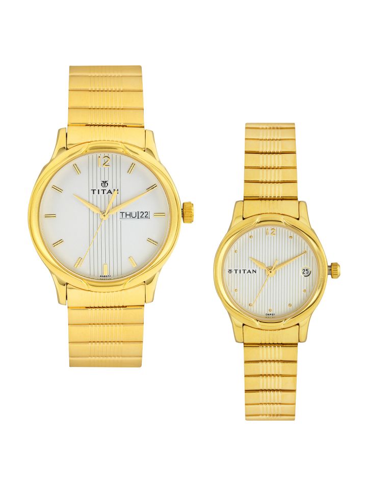 Buy Titan Bandhan Set Of 2 HIs Her Gift Set Off White Dial
