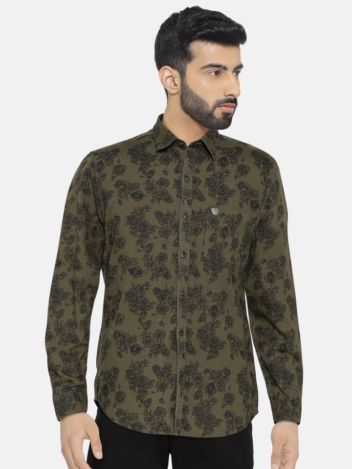 Olive green floral shirt Clearance