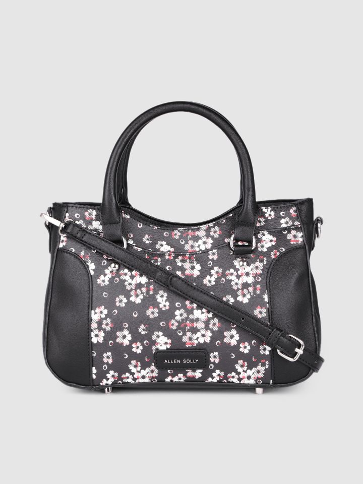 Buy Allen Solly Women Black Floral Printed Structured Handheld Bag