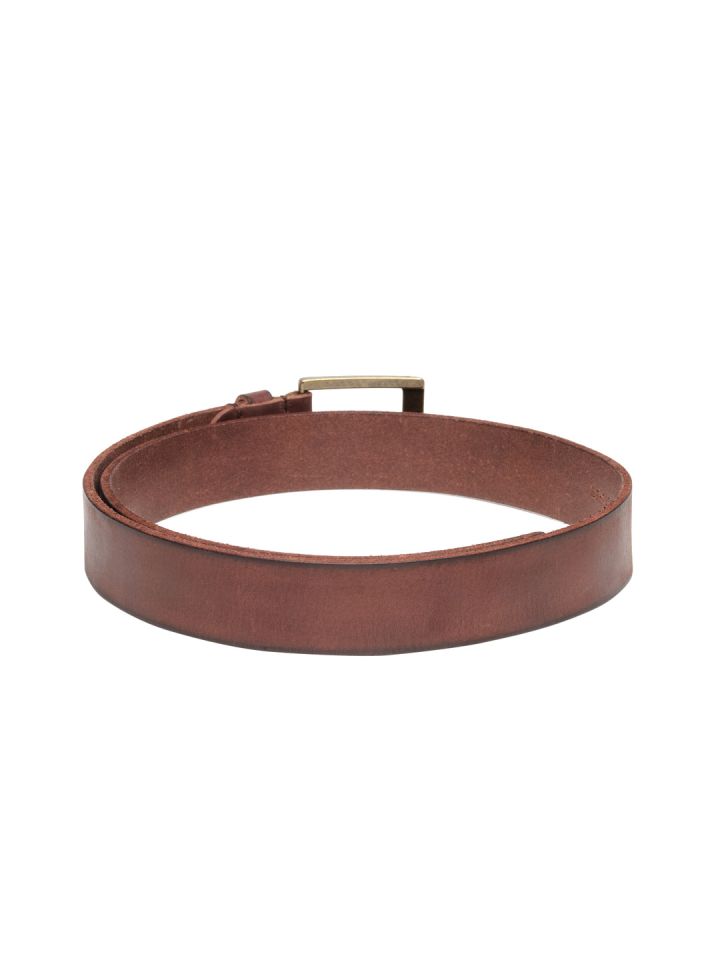 Woodland Men Coffee Brown Genuine Leather Solid Belt