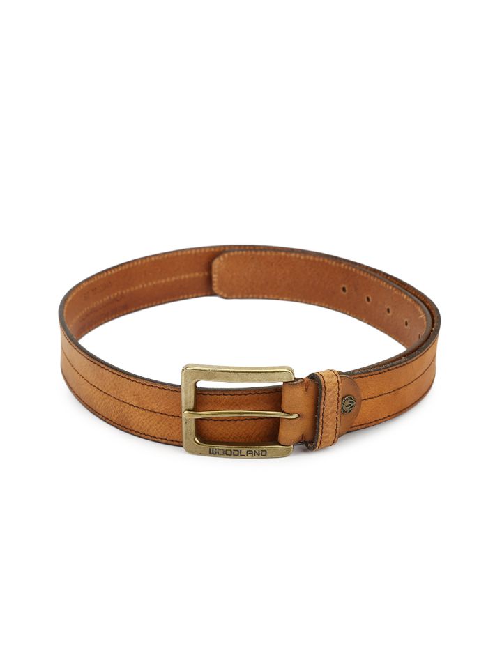 Woodland Men Tan Brown Solid Genuine Leather Belt