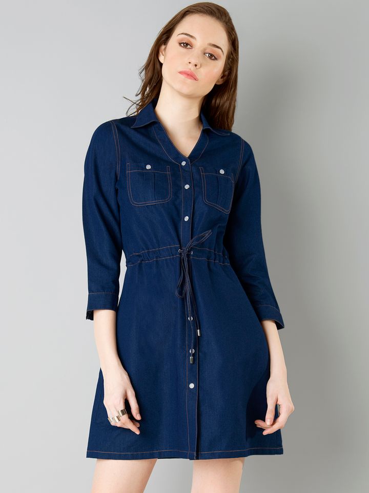 Buy FabAlley Women Blue Solid Shirt 