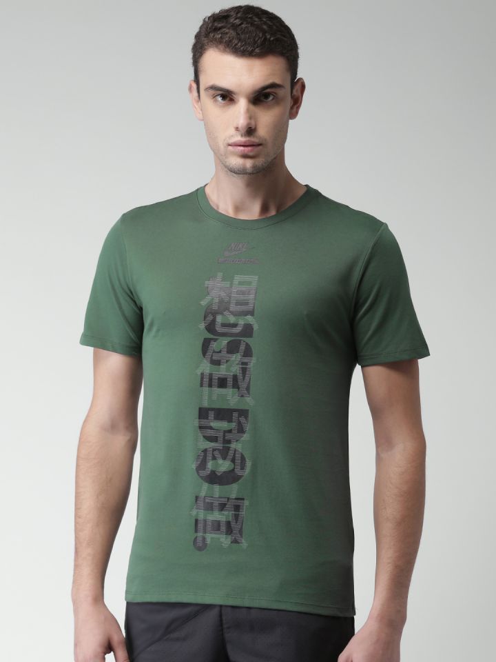 Nike Men Olive Green AS M NK Printed Round Neck T shirt