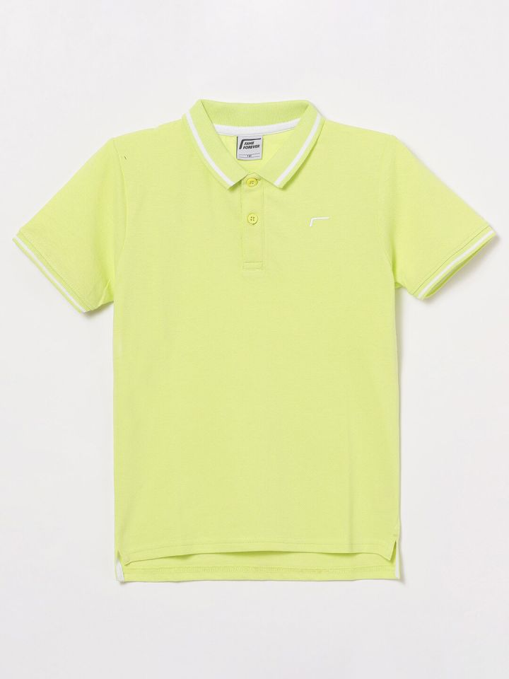 Boys lime top green polo