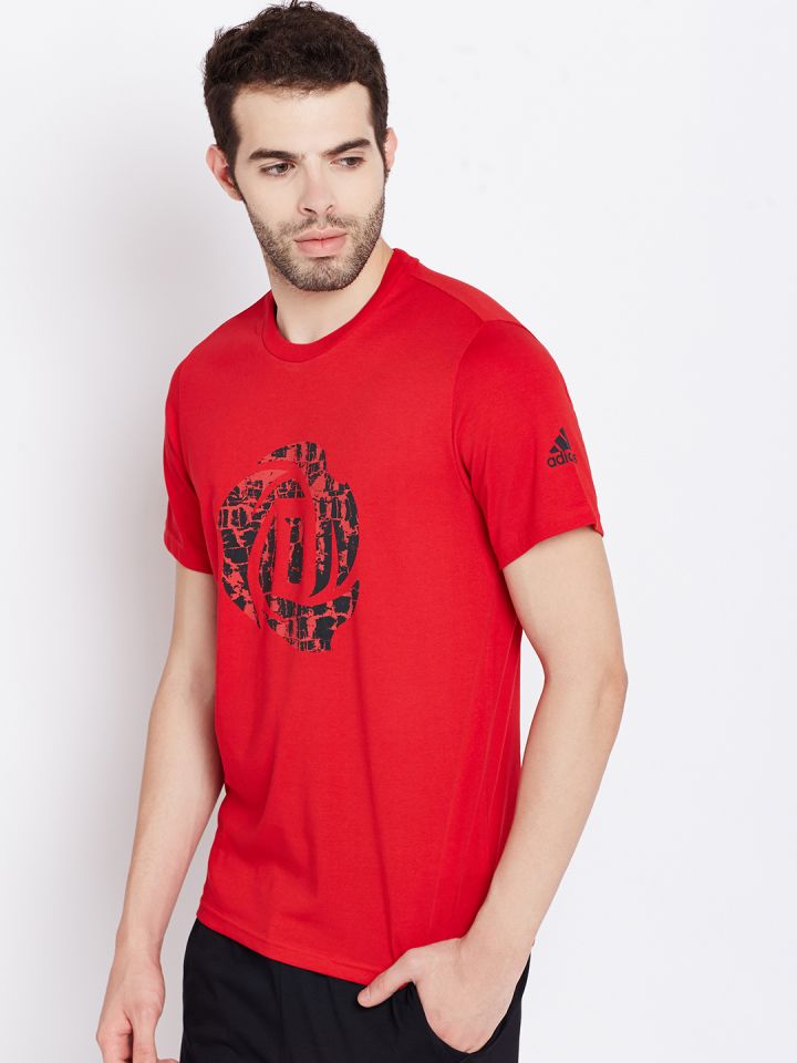 Buy ADIDAS Men Red Rose Logo Print Round Neck T Shirt Tshirts
