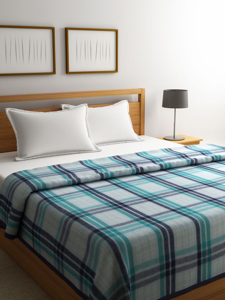Buy Raymond Home Blue Grey Checked Wool Mild Winters Double