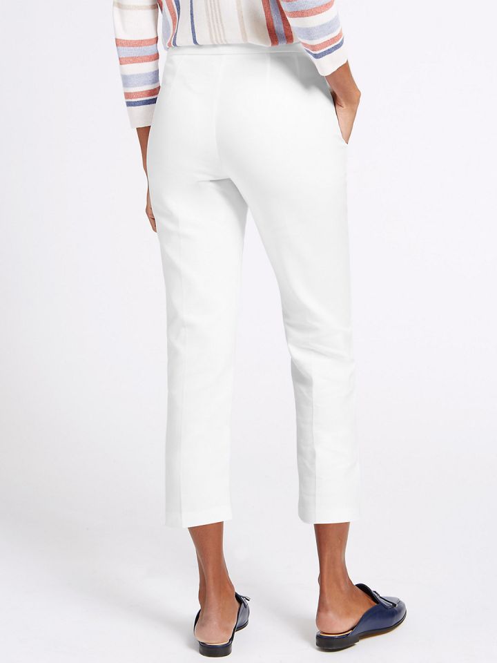 Marks and spencer clearance white cropped trousers
