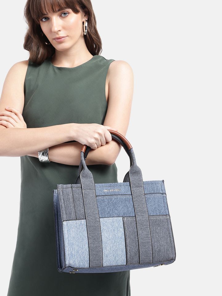 Buy Van Heusen Denim Detail Textured Handheld Bag Handbags for