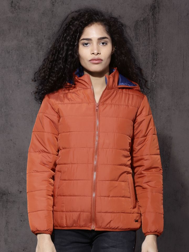 Rust puffer jacket women's on sale
