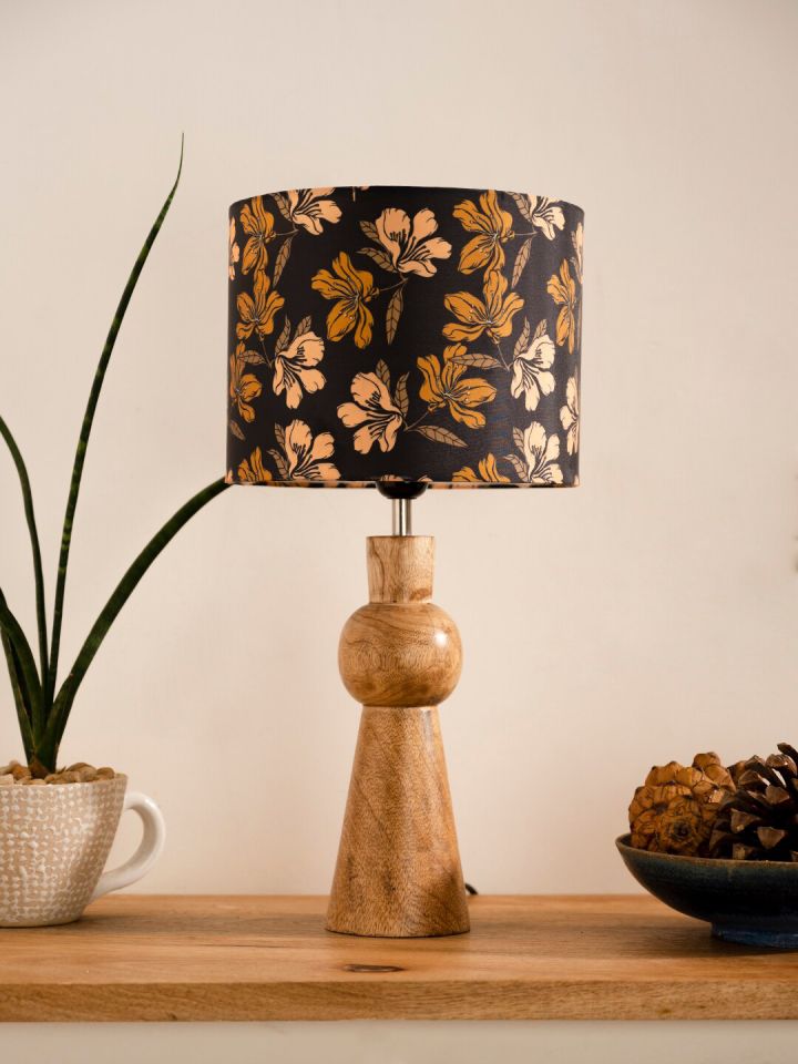 Buy Green Girgit Black Printed Wooden Table Lamps Table Lamps
