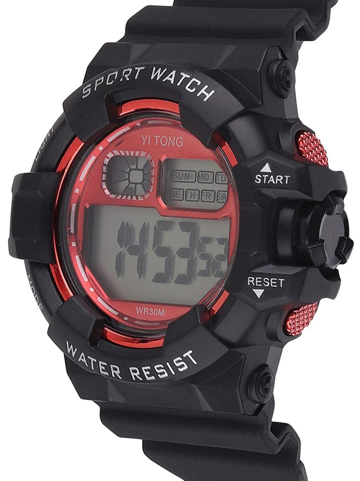 Red and black digital watch discount