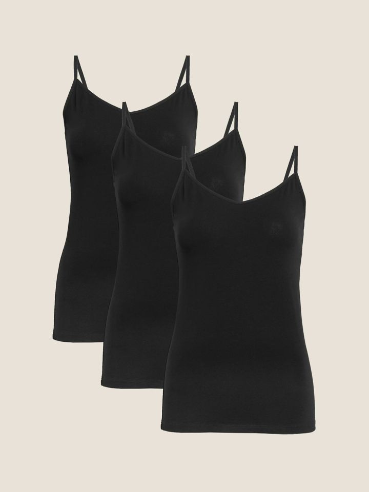 Buy Marks & Spencer Women Pack Of 3 Black Solid Camisoles - Camisoles for  Women 20289834