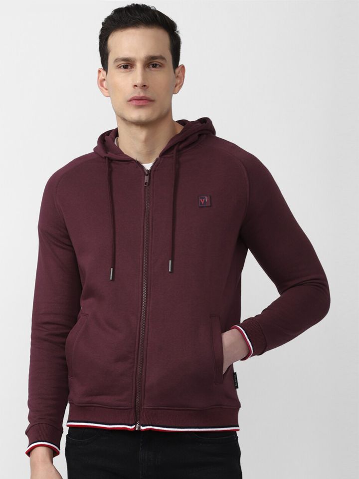 Buy Van Heusen Sport Men Maroon Hooded Sweatshirt Sweatshirts
