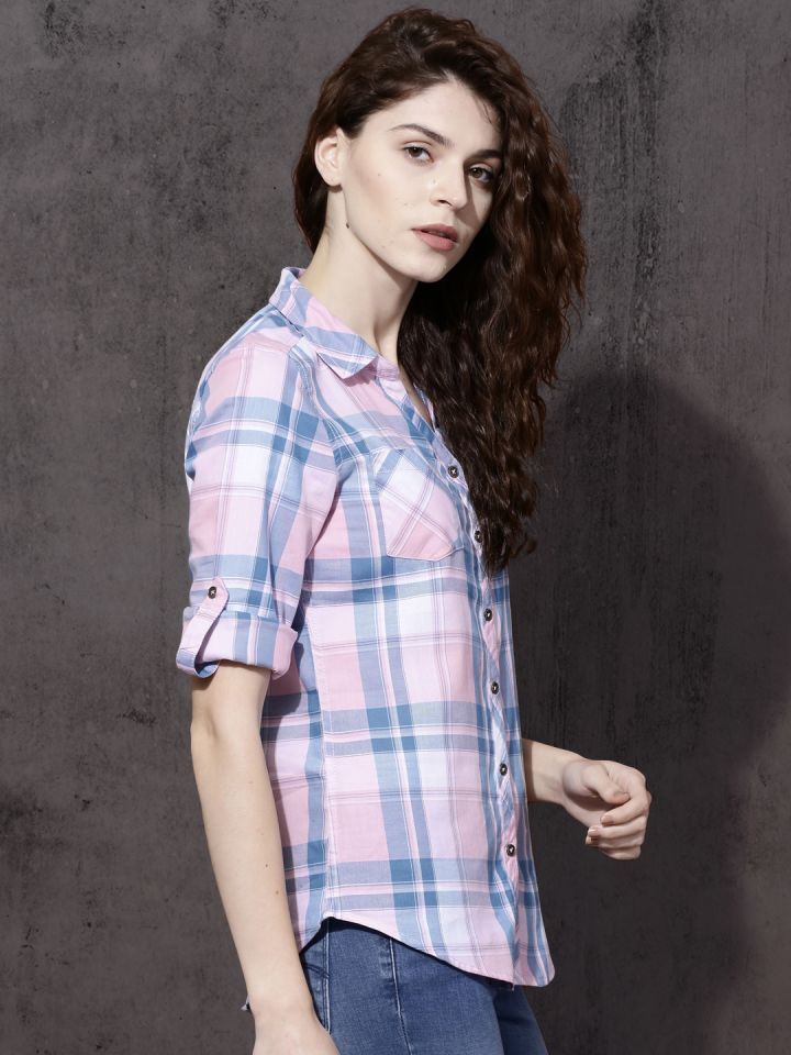 Pink and blue womens shirt online