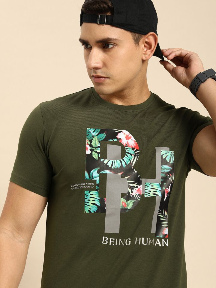 Being Human Clothing Men Brand Logo Printed T shirt