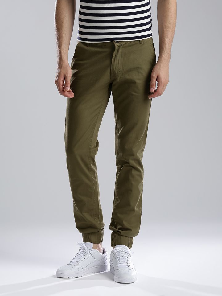 green chino joggers