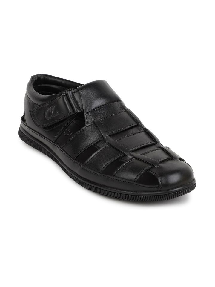 Carlton London Men Black Fisherman Sandals