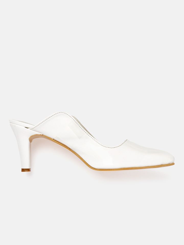 ELLE White Transparent Solid Mules