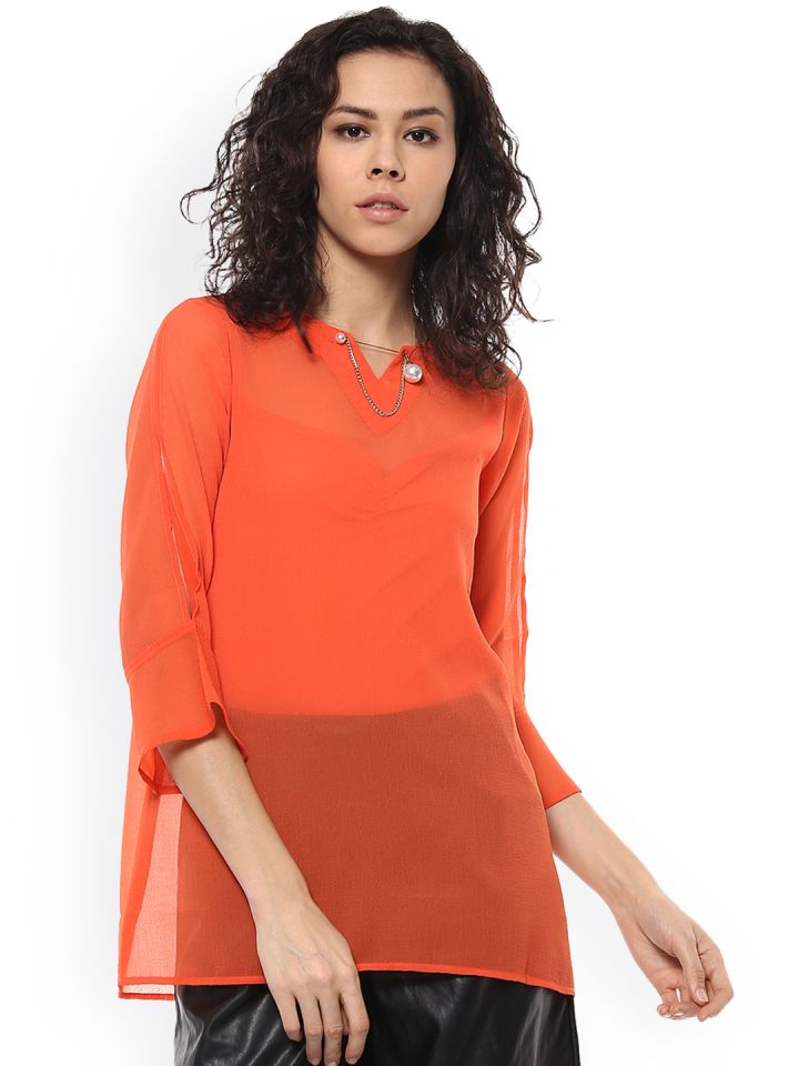 Orange sheer top outlet