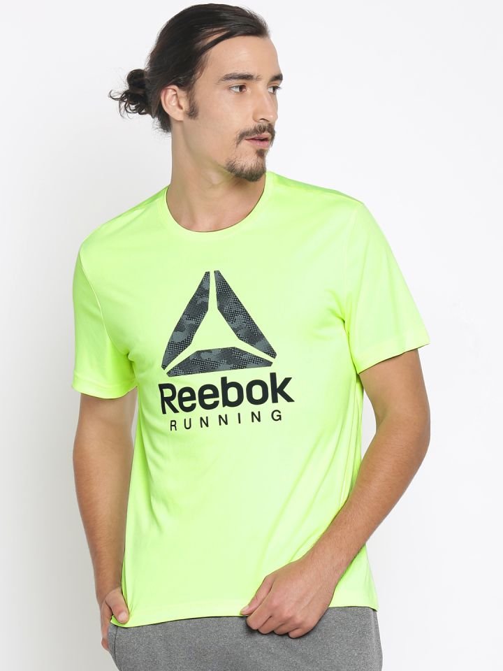 Lime Green Printed Round Neck T Shirt 