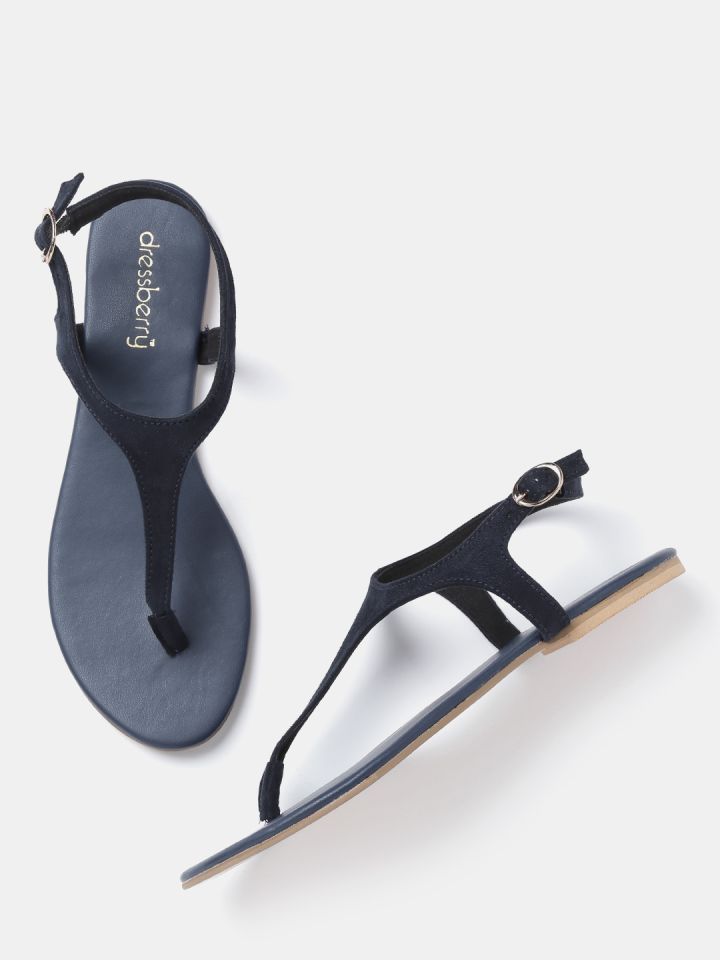 Navy blue t online strap sandals