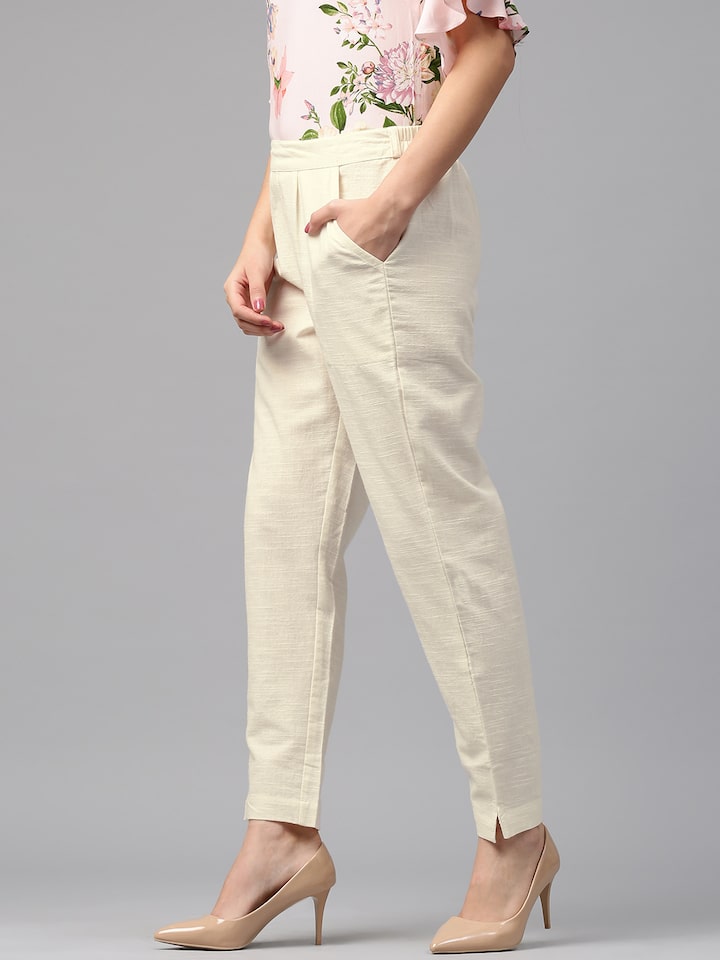 Buy Gota Patti Plain Off White Kurti with Pant for Girls  Women 2 Pc Combo  Set Sleeveless at Amazonin