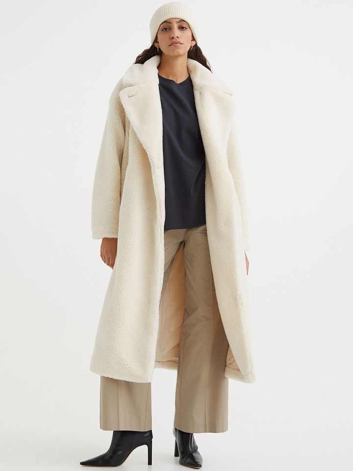 H&m white teddy coat 2025