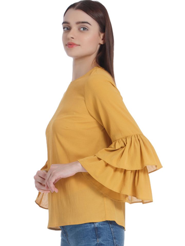 mustard yellow bell sleeve top