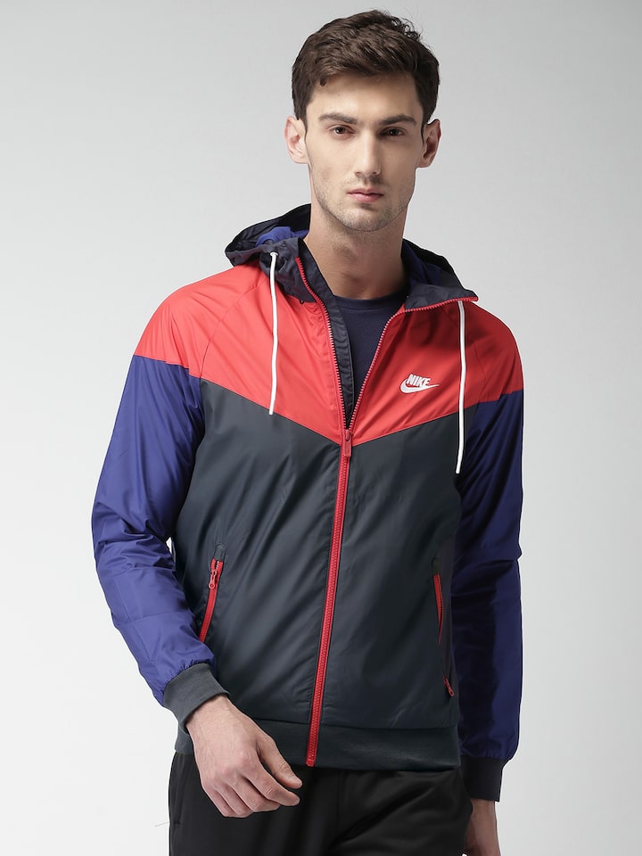 navy blue and red nike windbreaker