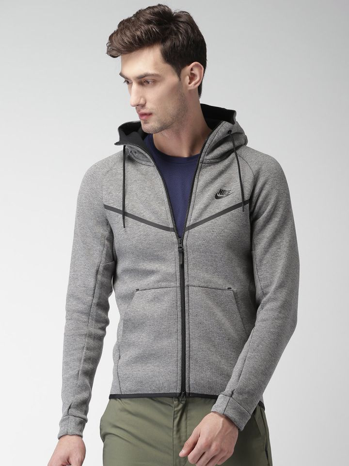 Buy Nike Men Grey Solid Hooded 