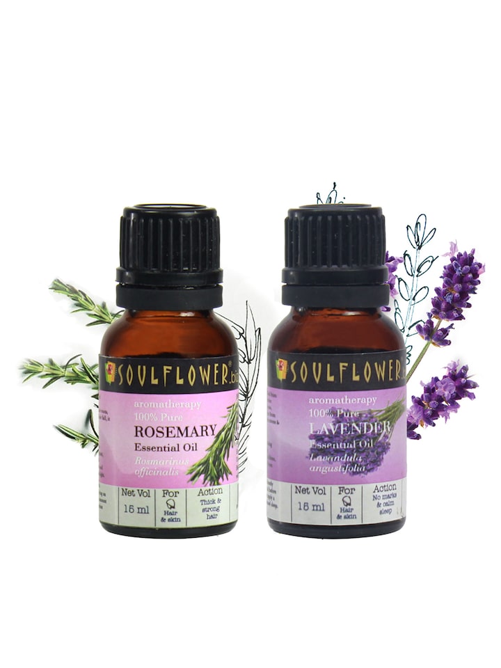 Buy Soulflower Set Of Rosemary & Lavender Essential Oil For Skin Hair &  Diffusion 15 Ml Each - Body Oil for Unisex 2043390 | Myntra